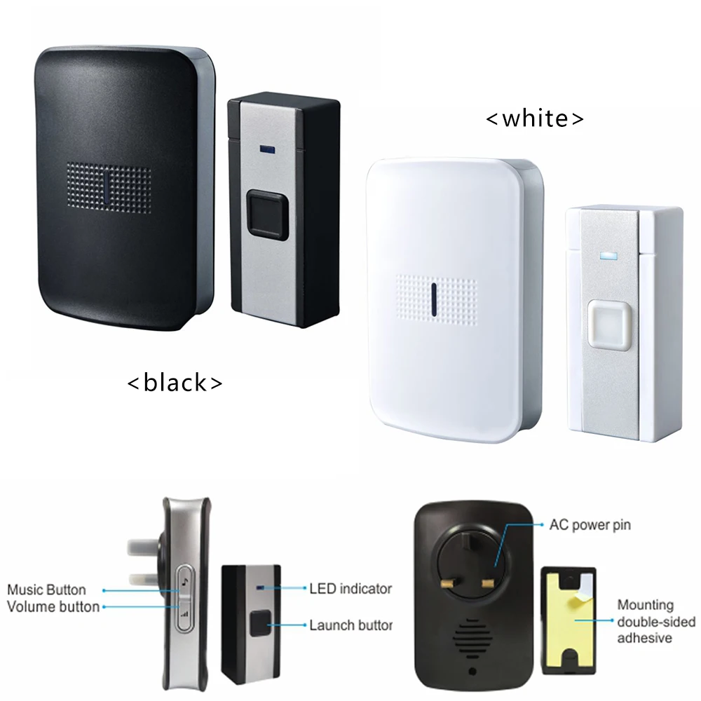 Eu uk us plug security 36 music ring bell wireless doorbell waterproof smart door bell chime