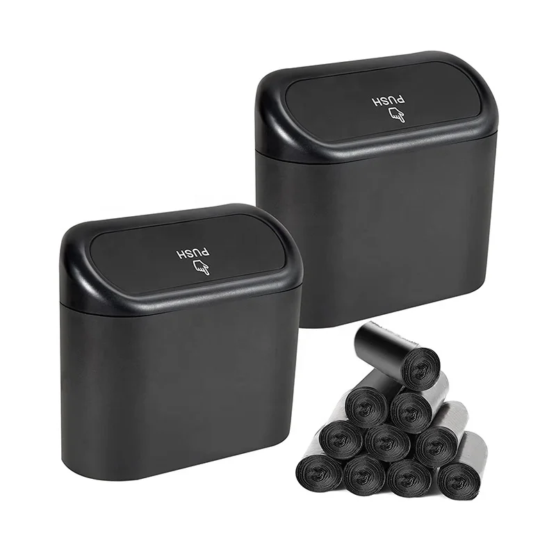 2023 New garbage can for car trash can with garbage bag plastic vehicle dustbin custom logo YT9020