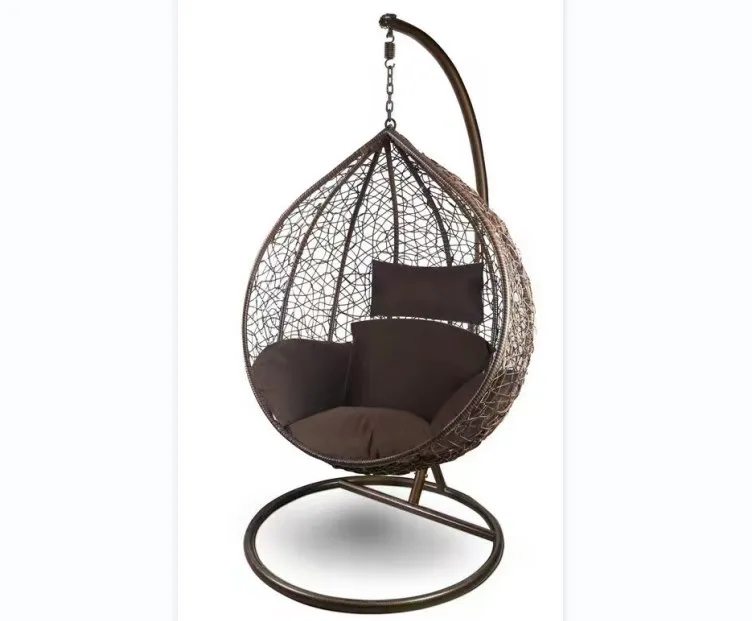 Outdoor Rattan Wicker Furniture Patio Egg Chair With Steel Stand Egg Chair (1600467078482)