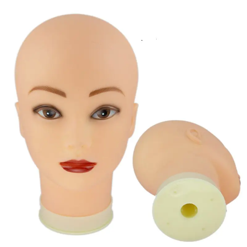 cheap Female pvc  Bald mannequin Head  Plastic Bald Doll Training Head   Mannequin Head  Female For Wig Display