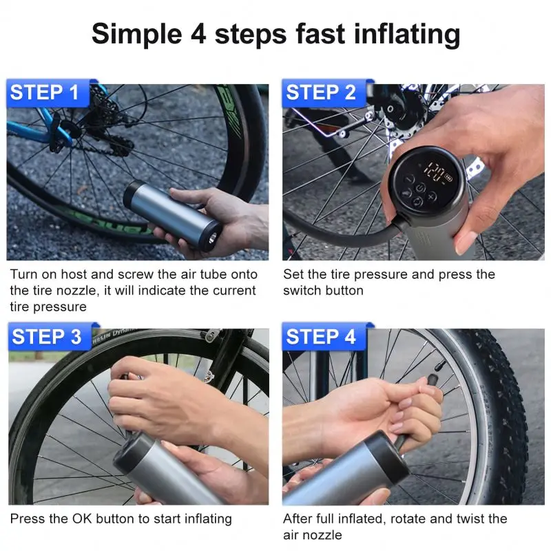 Newest Mini Portable High Speed Fast Inflation Wireless Digital 150PSI Automatic Truck Tire Inflator Parts for Car Tire Pumping
