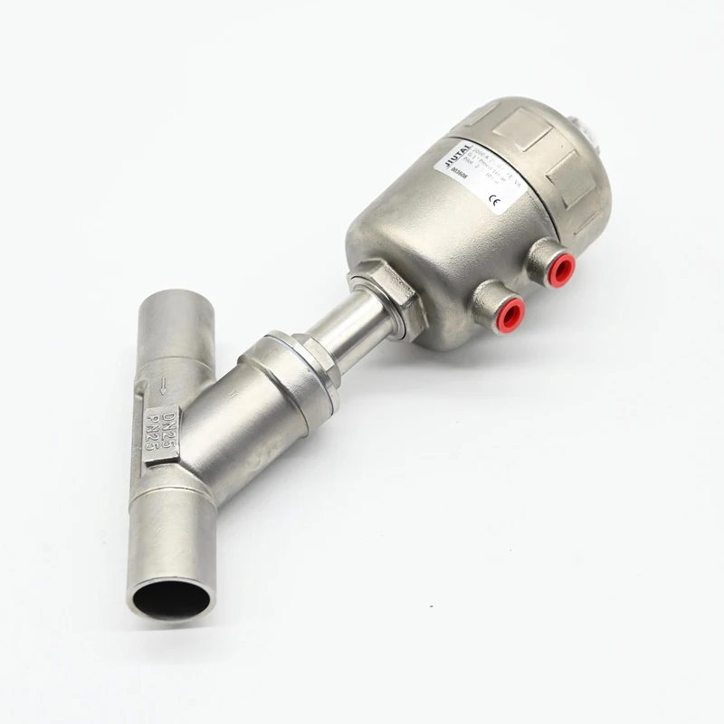 Double Acting DN15 1/2 inch Water Steam Control Angle Seat Valve Pneumatic welding stainless steel angle seat valve