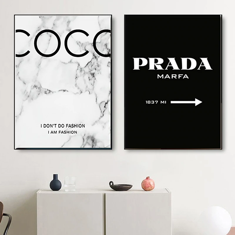 Fashion  Posters and Prints Modern Black White Marble Vogue fashion brand wall canvas printing art