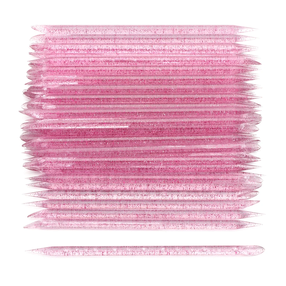 Лак для ногтей искусство пальца с оранжевым кристаллом палка 100 шт. палочки кутикулы толкатель маникюра и педикюра фрезер по уходу за ногтями очистки