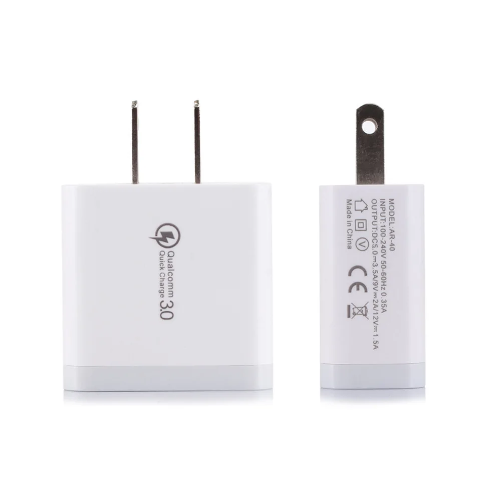 US EU Standard QC3.0 Android IOS 5V 9V 12V Mobile Phone Single Quick Charger
