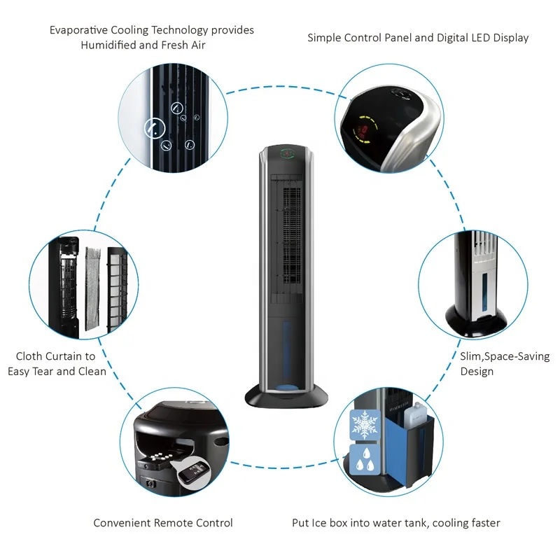 
Home Room Floor Standing Humidified Fresh Air Portable Tower Air Cooler 