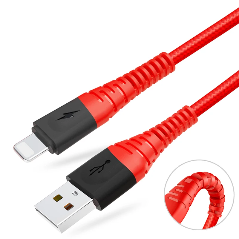 Сертифицированный CE двухцветный черный и красный 1 2 м oem длина высокое качество зарядный кабель для iphone samsung