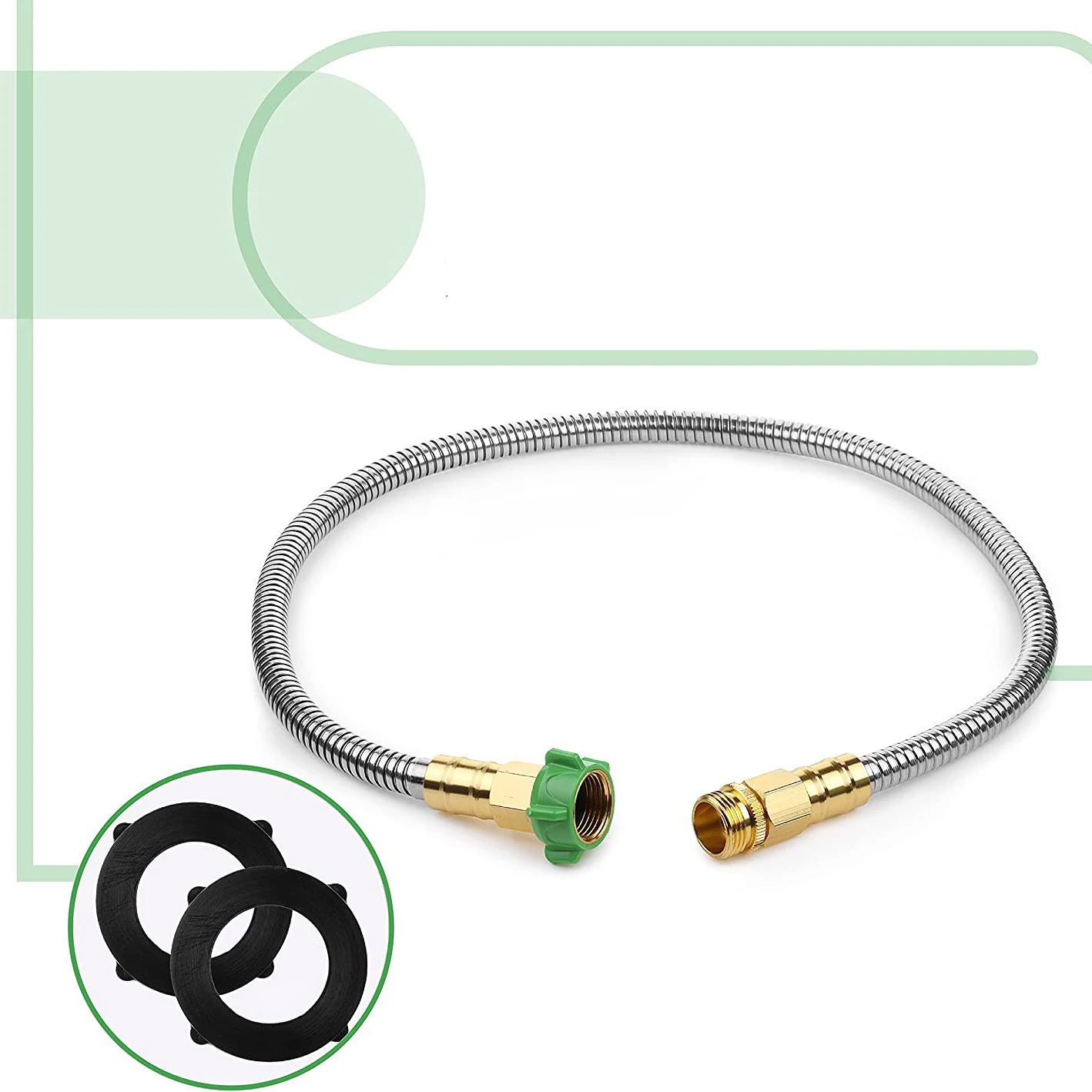 DD2934  Garden Metal Hose 1-8ft Extender Leader Hose Car Heavy Duty Stainless Steel Short Hose Faucet Connector