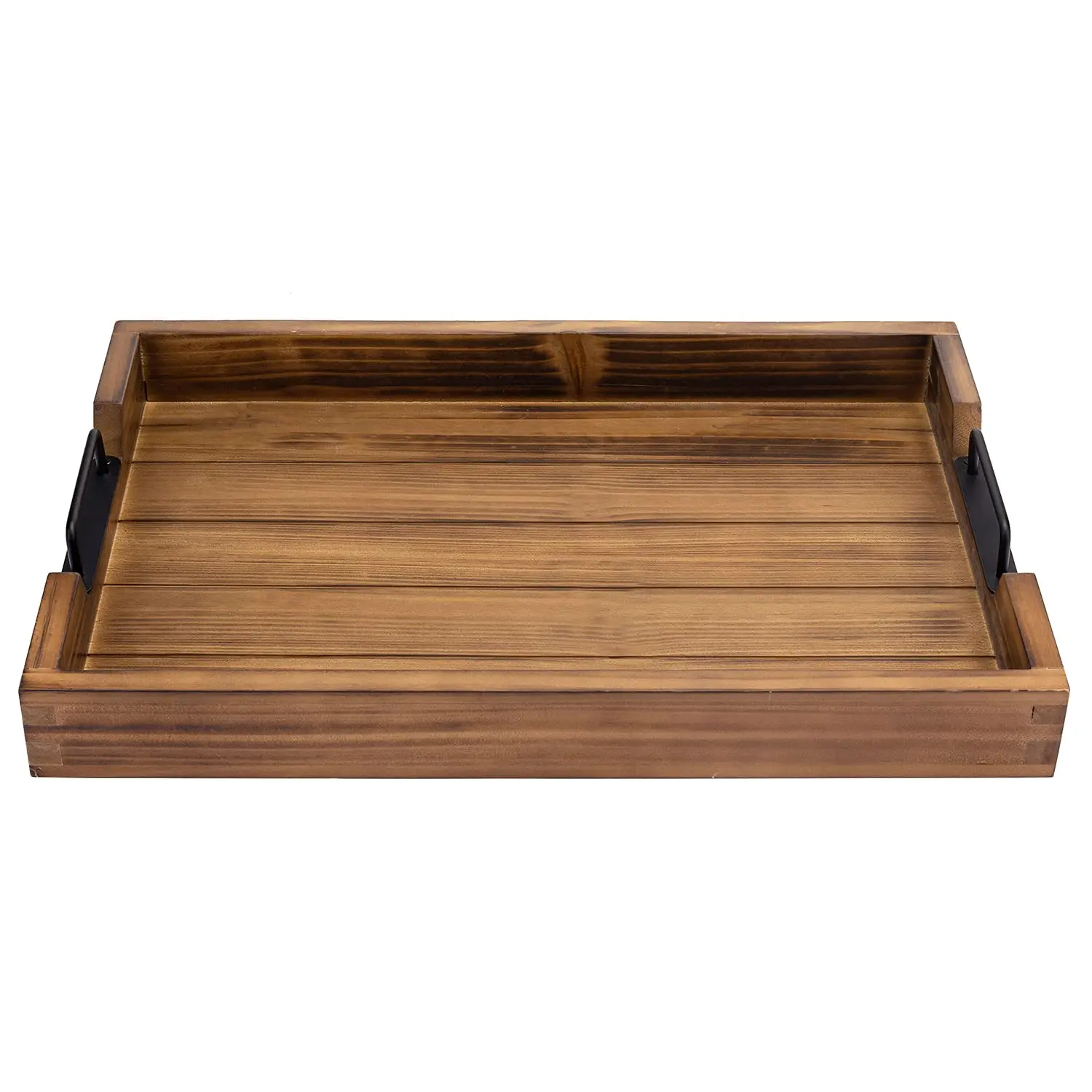 Hot Trending Burnt Wood Large Serving Tray Office Desktop Organizer Paper Holder Solid Wood Paper Document File Tray