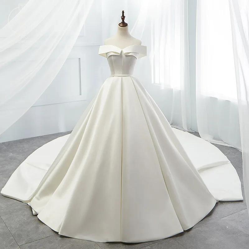 2023 New Custom Size Elegant Satin Wedding Dresses Simple Princess Bridal Gowns