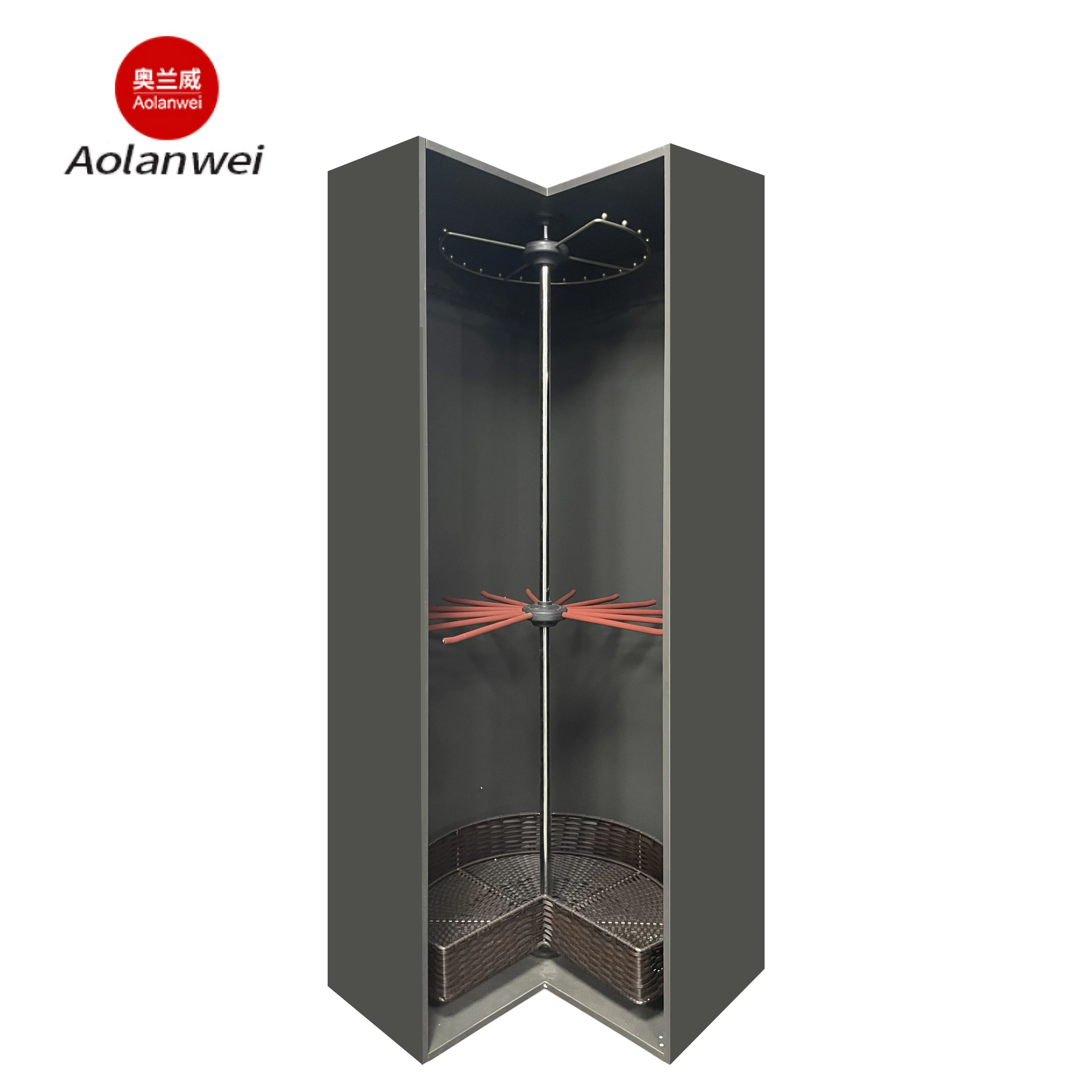 Aluminum Hook Customised Clothes Vertical Rotating Shoe Rack Storage Organizer for 3 Layers Hanger Holder for Closet Corner