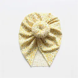 Soft Cotton Multi-color Printed Floral Design Head Accessories Big Bow Elastic Baby Turban Hat with Bowknot Hair Band Fashion