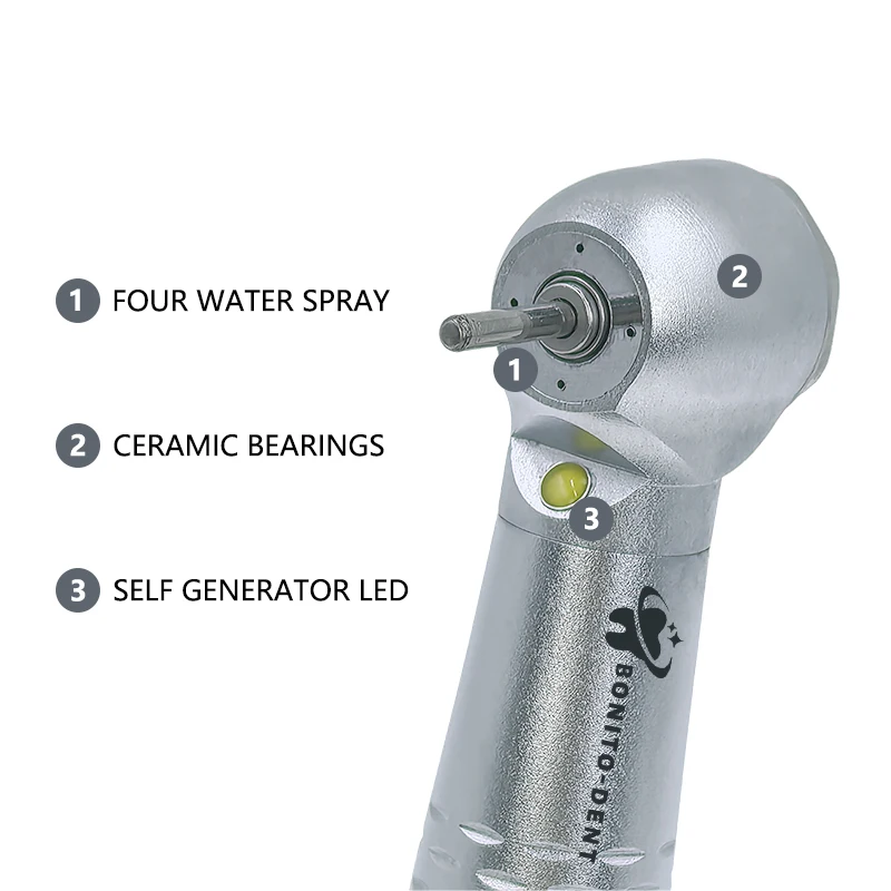 W-H Silver Dental Handpiece with 4 Sprays and Illuminating Function for Precise Operation