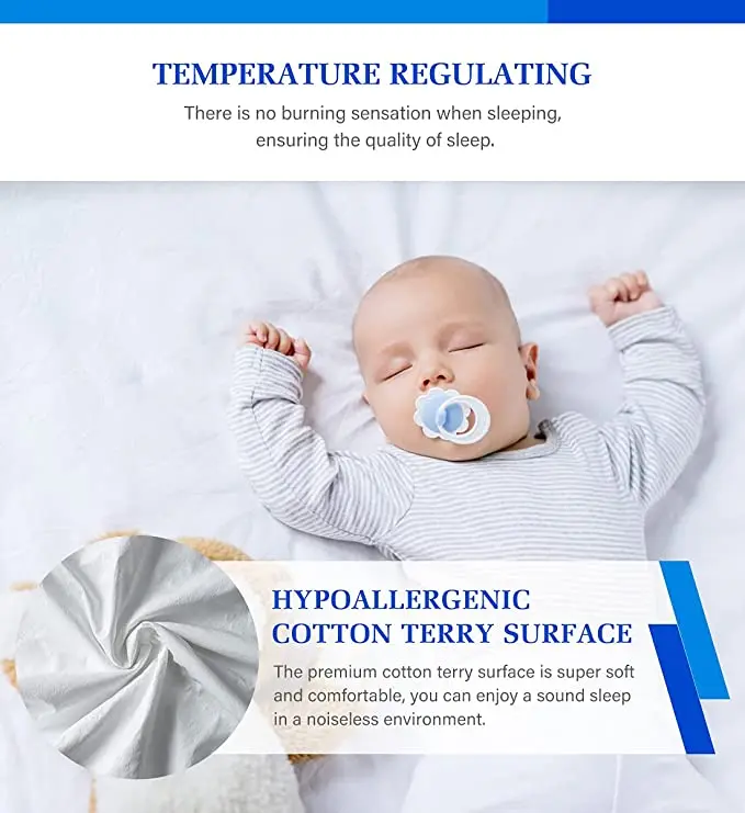 Luxury Plush Bed Mat Waterproof Mattress Protector Waterproof Cover 60 Plain Terry 100% Waterproof King Bed Velvet Knitted White