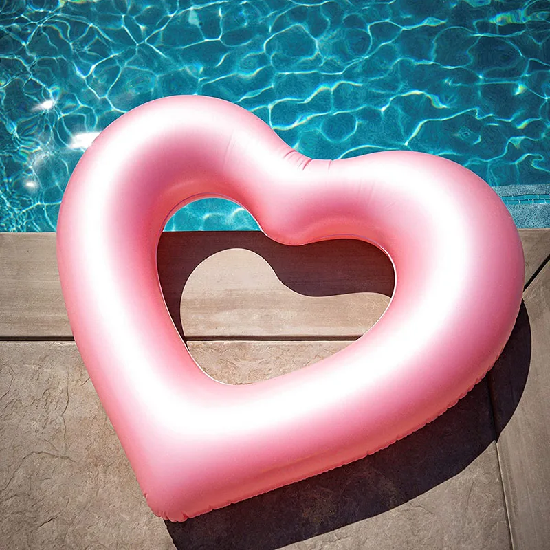Sweet Love Swim Rings Float Loungers Tube for Summer Water Fun Beach Party Toys for Kids, Adults Inflatable Heart Pool Float