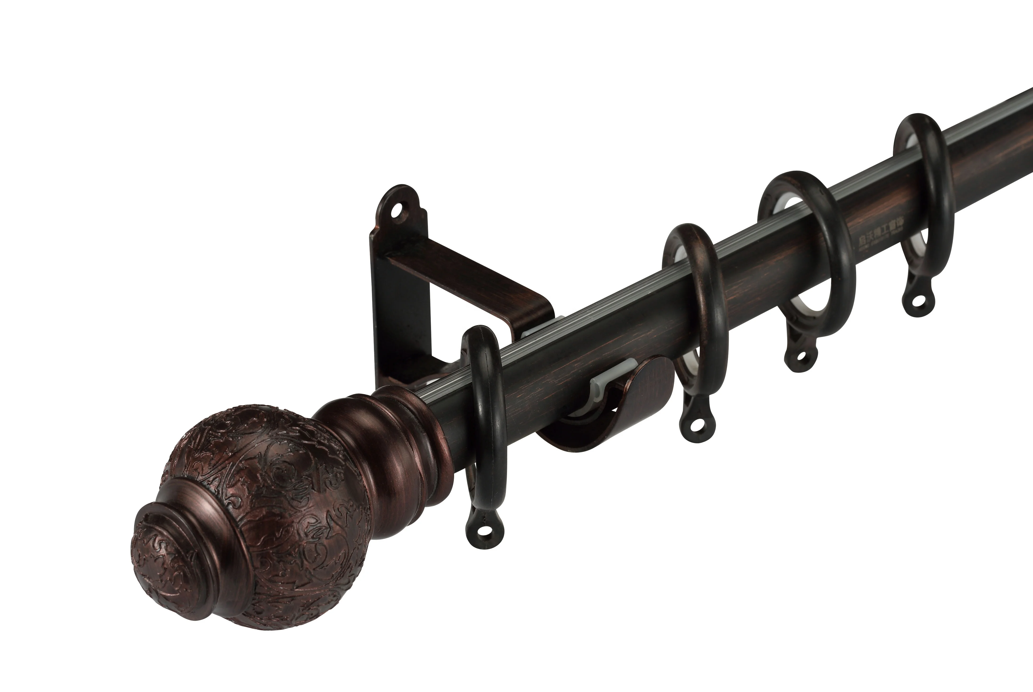 KEEWO Wood Double Support curtain pole double Curtain Rods Sets