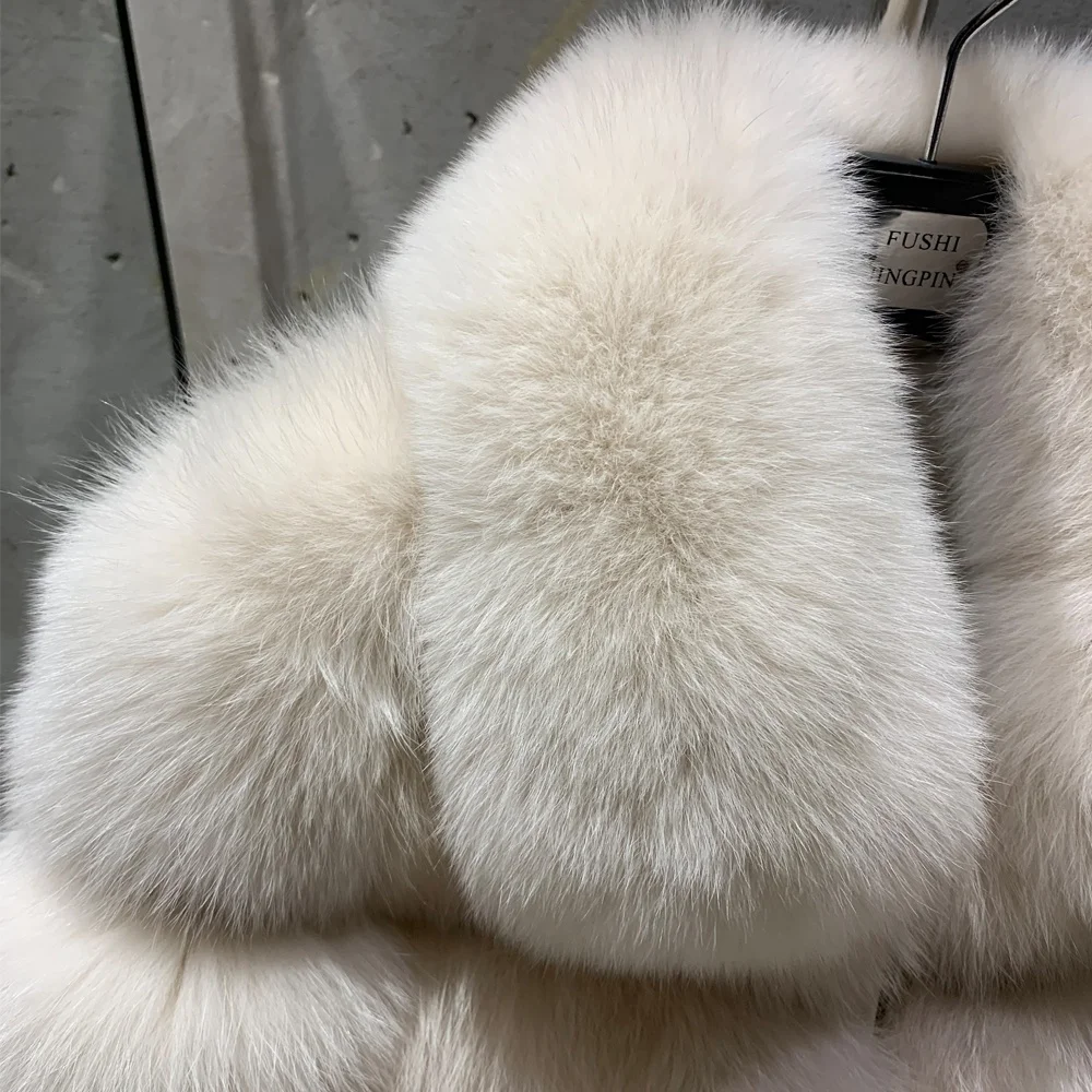 2024 hot sale stripe jackets fur winter warm bomber fur coat genuine fox fur jacket for lady