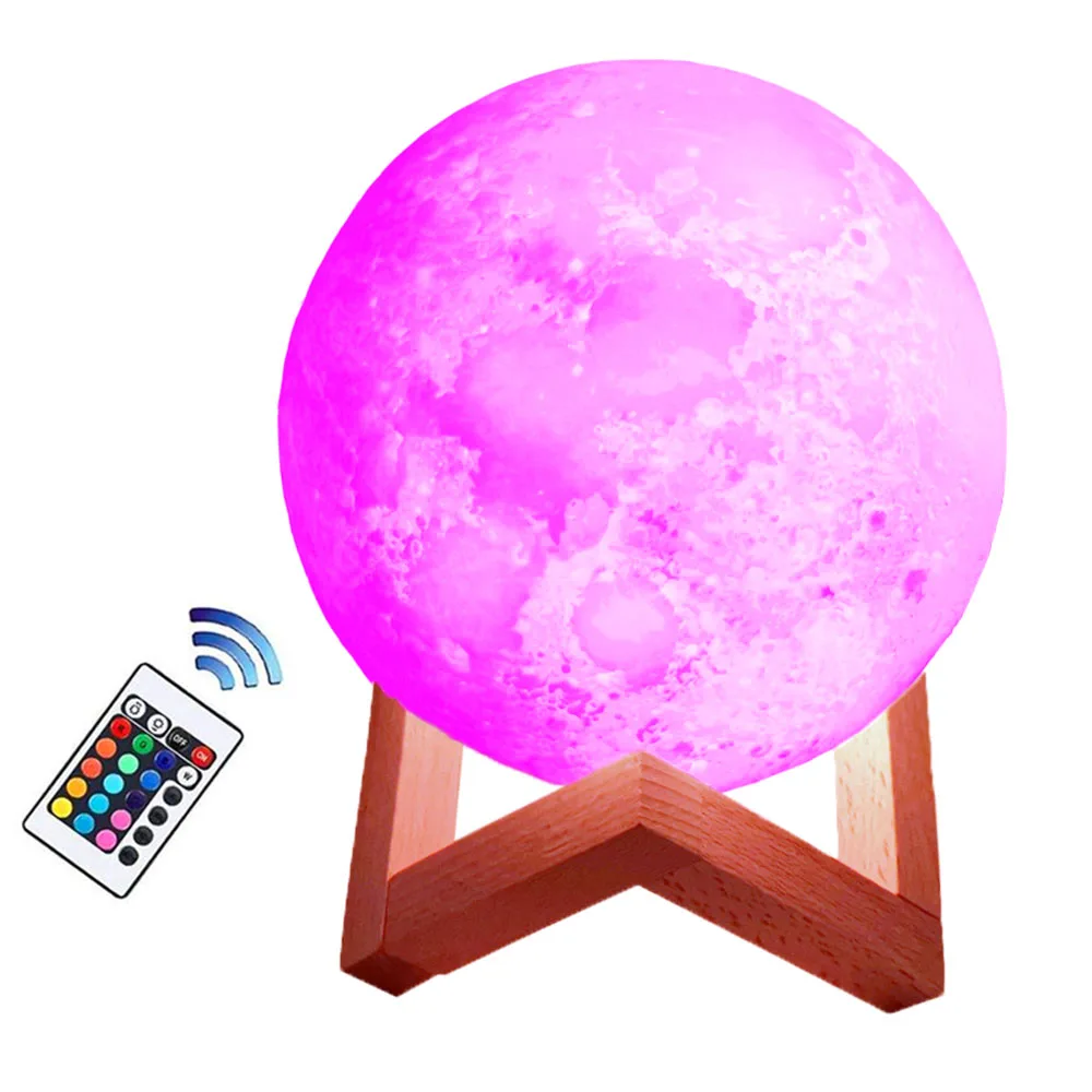 Festival PLA Led Night Light Table Light Remote Control 16 Colors 3D Moon Lamp Customized Big Floating For Christmas Gift Kids