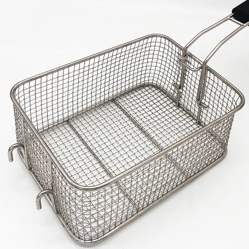 Factory direct fried chicken wing basket 304 stainless steel fried basket square colander filter fried blue