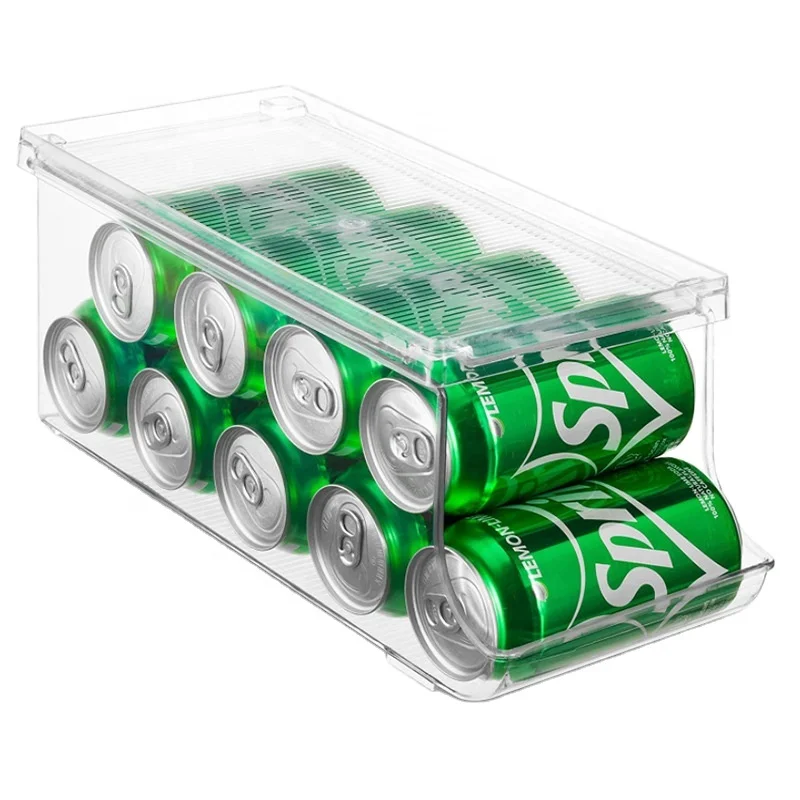 2 Packs Stackable Soda Beverage Canned Refrigerator Organizer Bins Clear Plastic Pantry Fridge Storage Rack BPA free