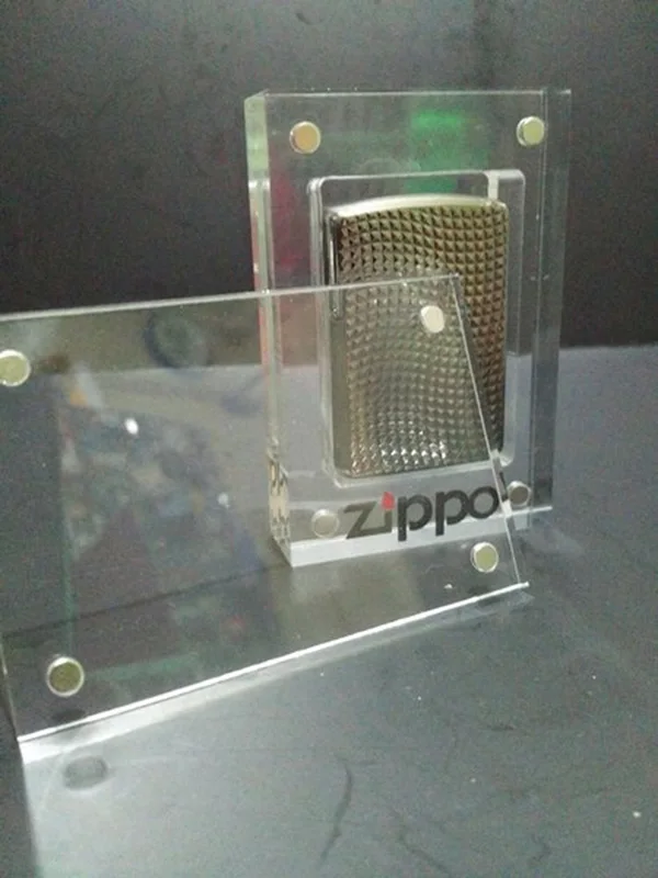 custom acrylic zippo lighter display case with magnet