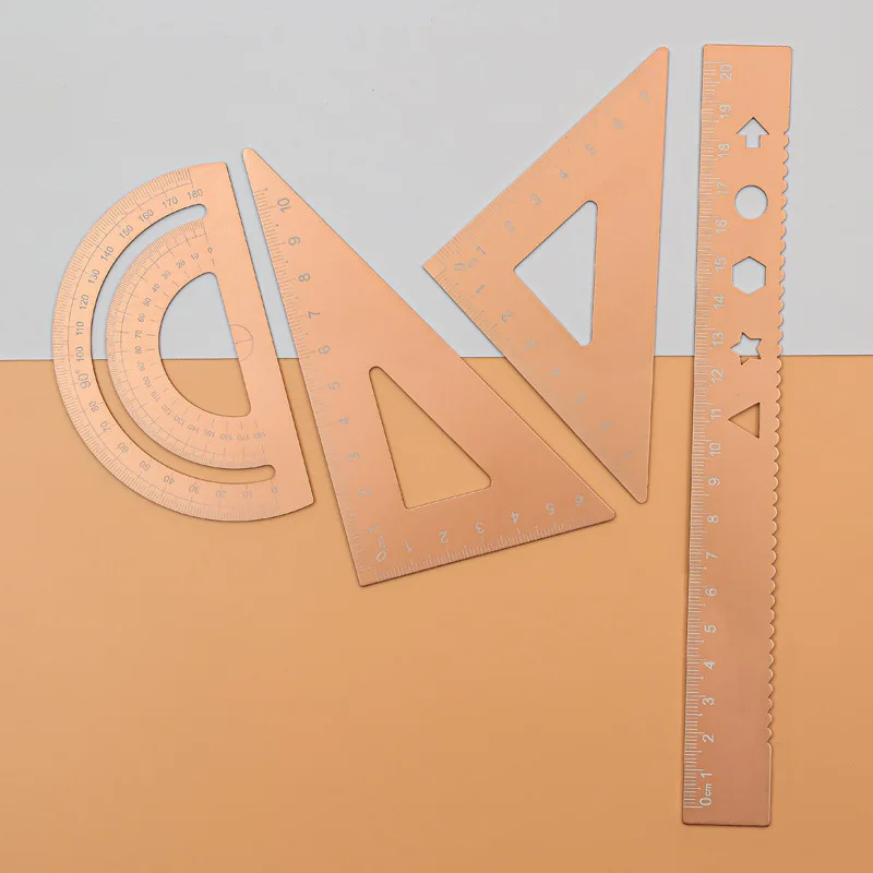 4Pcs Aluminum Triangular Scale Ruler Set Aluminum Alloy Scale Ruler Drafting Tool Black Drawing Ruler