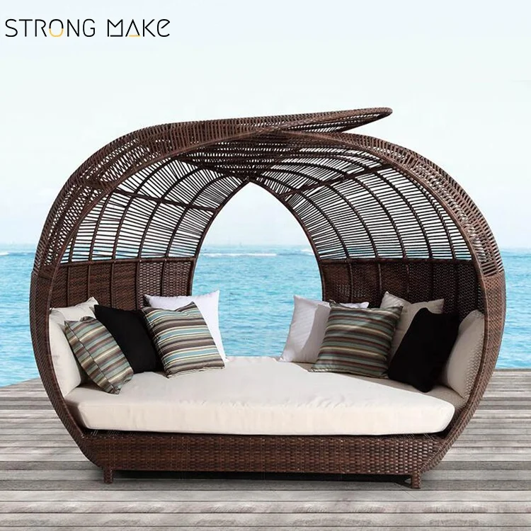 Wicker rattan garden beach swimming pool chaise sun bed outdoor furniture daybed