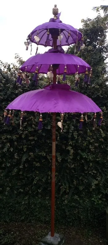 Bali Home Garden Umbrella Wood Material Painted Folk Art and Buddhism Decoration Handcrafted by Local Artists