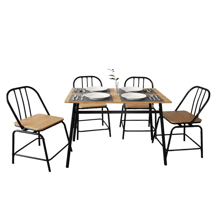 Light Luxury Metal Leg and Upholstered PU Chair Dining Table Set Dinning Table Set Free Sample Classic 4/6 Seat