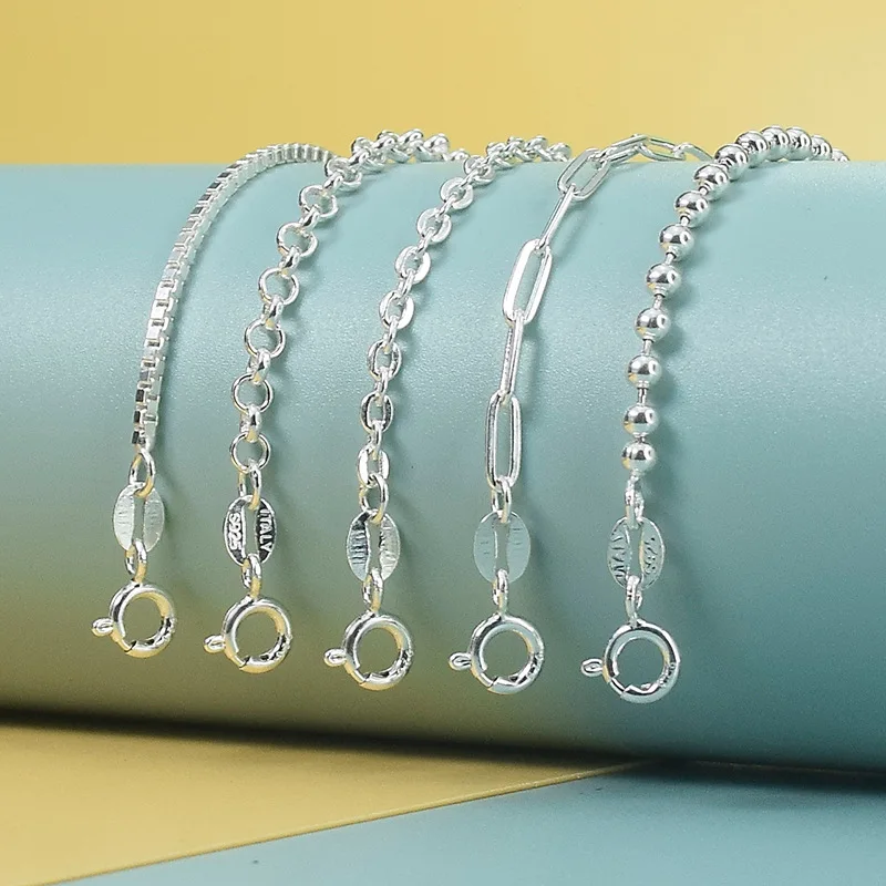 Genuine High quality bulk italian chain jewelry necklace 925 sterling silver 18k gold plated thin box chains for women