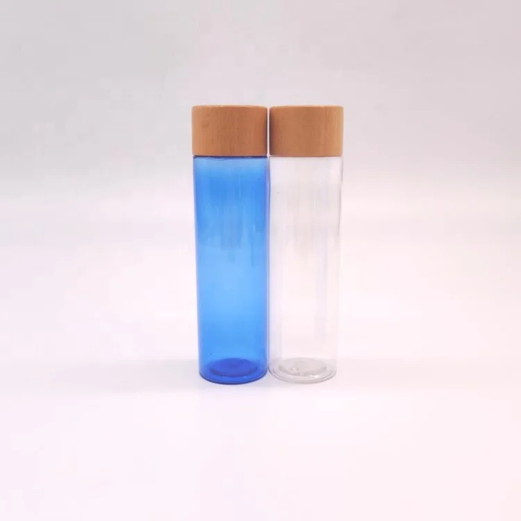 New Design Cosmetic Wooden Cap Special PET Bottle with Seal