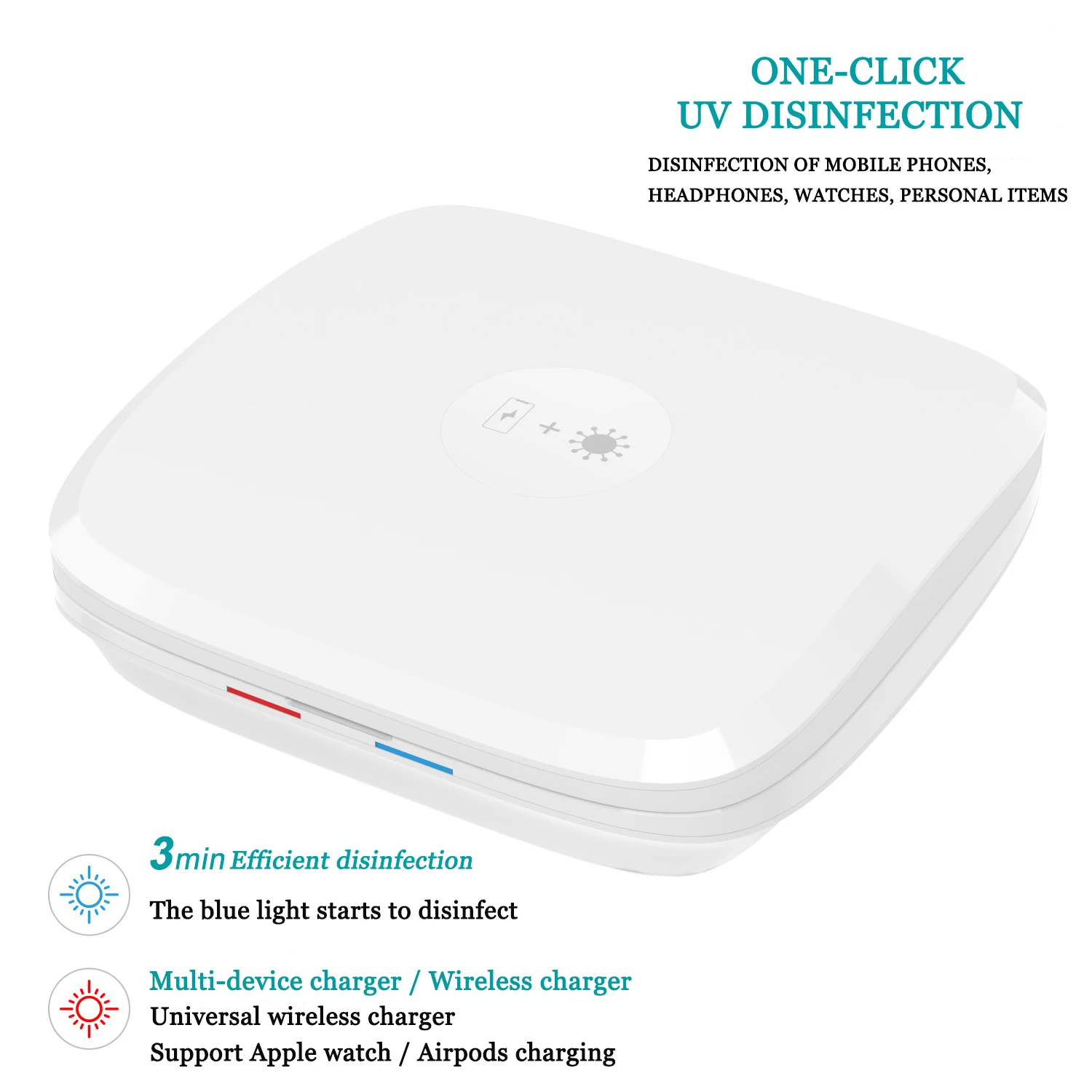 2020 3 In 1 Sterilizer Wireless Charging Uv-clean Phone Sanitizer Box Uv Lights Phone Disinfector Uv Sanitizer Sterilizer Box