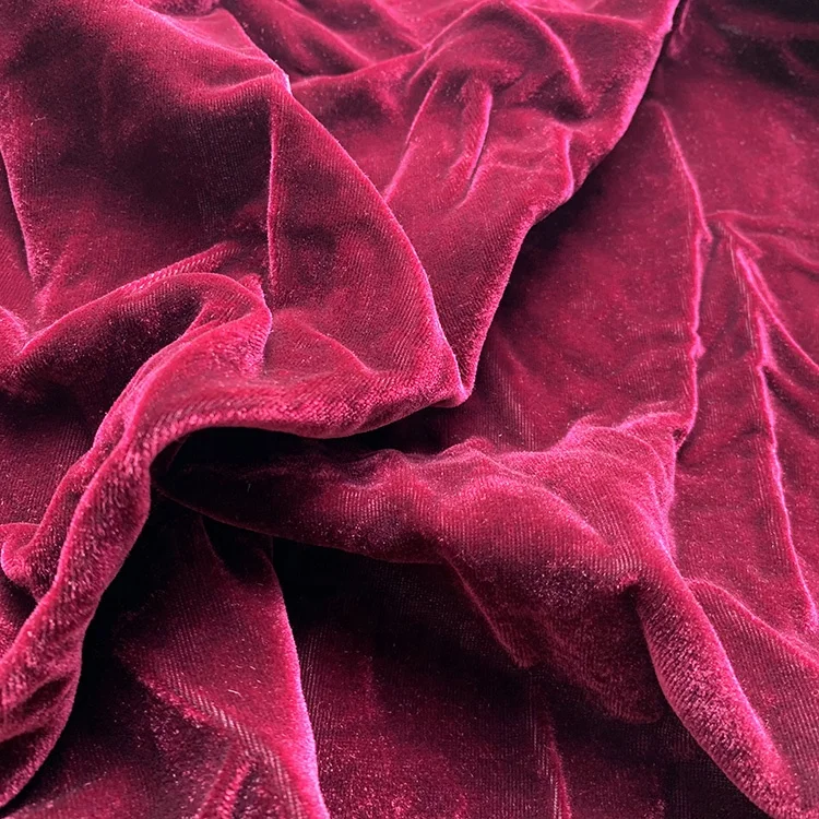 Wholesale solid color Dyed Soft  Rayon Silk Blend Velvet Clothing Upholstery Fabric