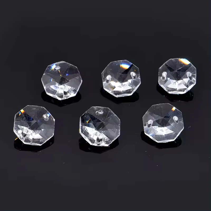 14 mm Octagonal Transparent Glass Beads Chandeliers Pendant Lights Crystal Chandelier Pendant Parts Decorative Lighting