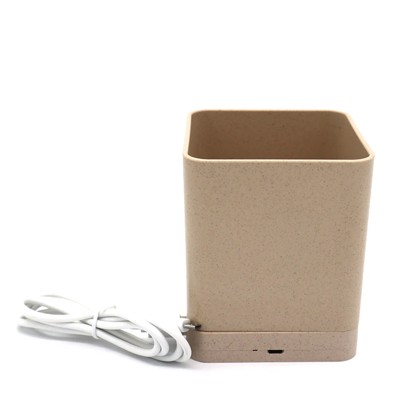 Desktop Multifunctional Wheat Straw Plastic Pen Holder with Mobile Phone Holder and Wireless Charger