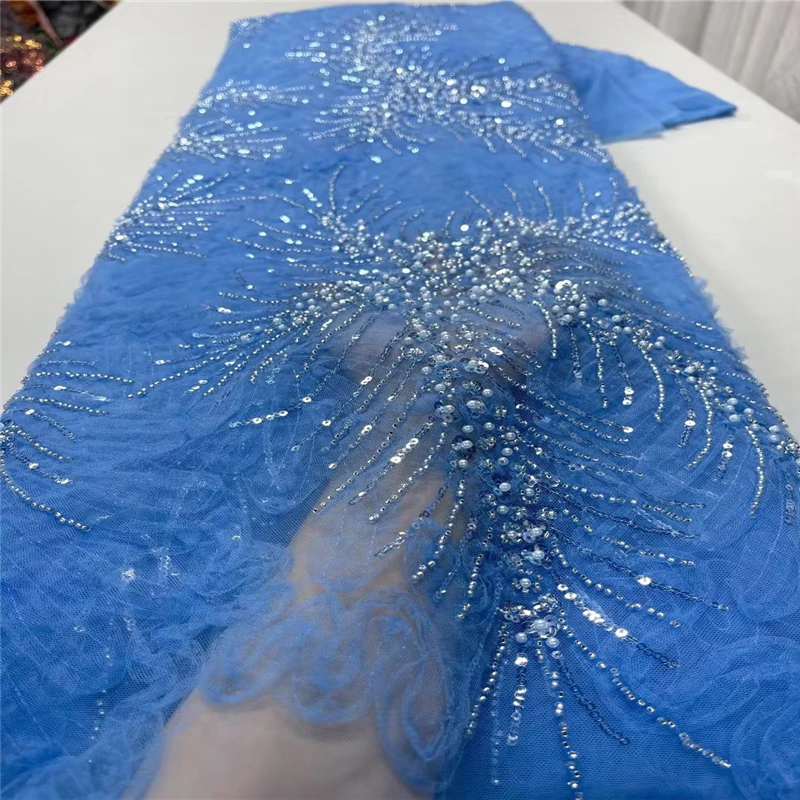 Spring and summer new gorgeous bead tube hand-embroidered lemon youth vitality breathable wedding dress fabric