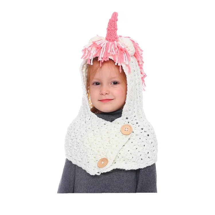 Factory direct kids unicorn scarf crochet unicorn scarf scarf hat with hooded