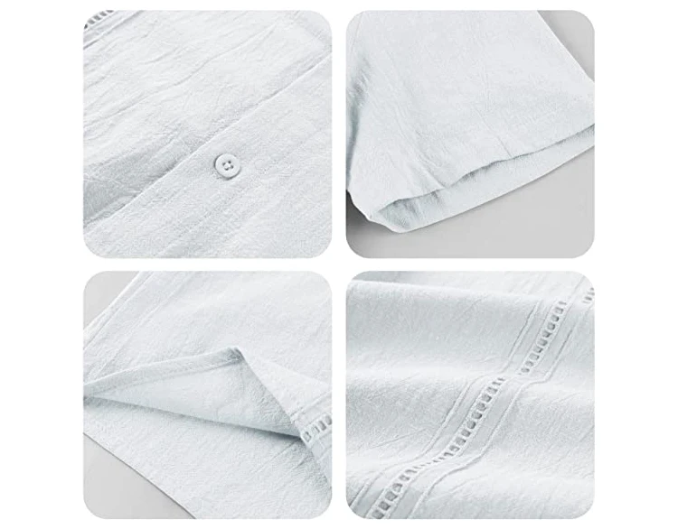 2022 Tradition Style Mens Short Sleeve White Cuban Camp Collar Shirt Linen Cotton Hippie Beach Button Down Shirts