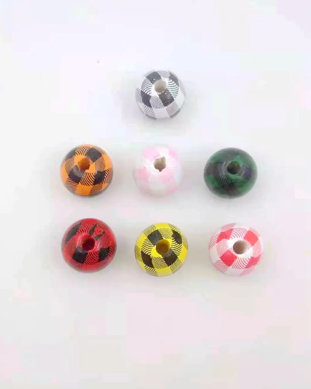 100 Pieces Plaid Wood Beads   DIY Handmade Round Craft Beads for Natural Garland Hanging Ornament Decor DIY Craft Supplies