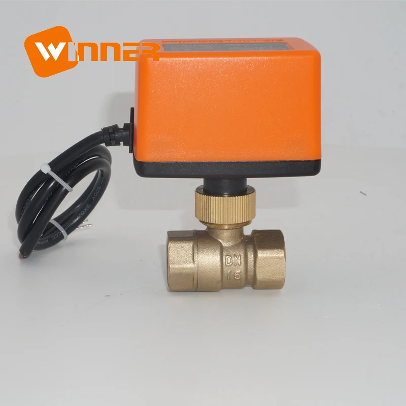 Winner Winvall Energy Conservation Heating Water Valves Mini Motorized Brass Valve 220V Electric On/off Type Control Ball Valve
