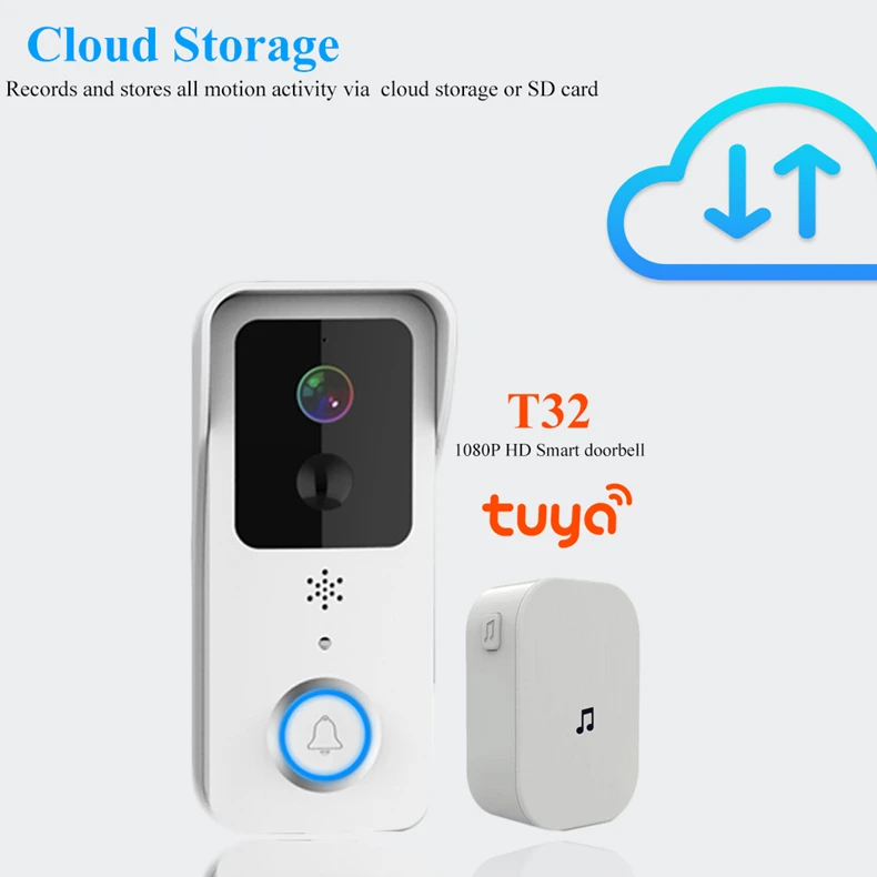 2022 Tuya Video Doorbell 5G Dual WiFi Outdoor Door bell Waterproof IP68 Battery Intercom Smart Home Wireless Door Phone Camera