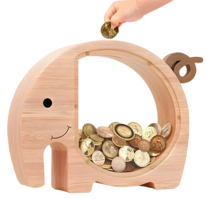 Wooden Piggy Bank  Pig Money Box Pig Coin Bank Piggy Bank