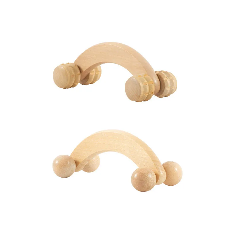 Wooden Handheld Body Roller 4 Wheels Balls Massager Arm Leg Back Foot Hand Neck Shoulder Muscle Pain Relief Massage Tool