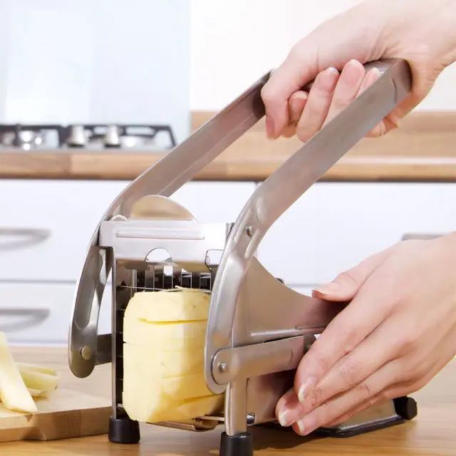 Hot Sale Home Kitchen Manual Stainless Steel Potato Onion Slicer Machine Chip Chopper French Fry Chipper Fruit Cutter