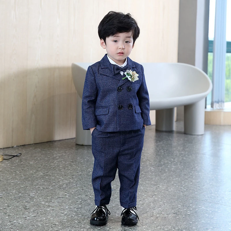 2022 Tuxedo Children Wedding Outfits Formal Toddler Boy Formal Suits Dresses Little Boy School Uniform Elegant Ceremony Costumes