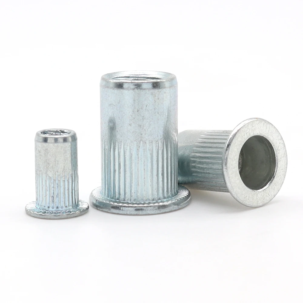 Flat head vertical pattern blue and white zinc blind rivet nut Internal and external hexagonal blind rivet nut m4-m12 rivet nut