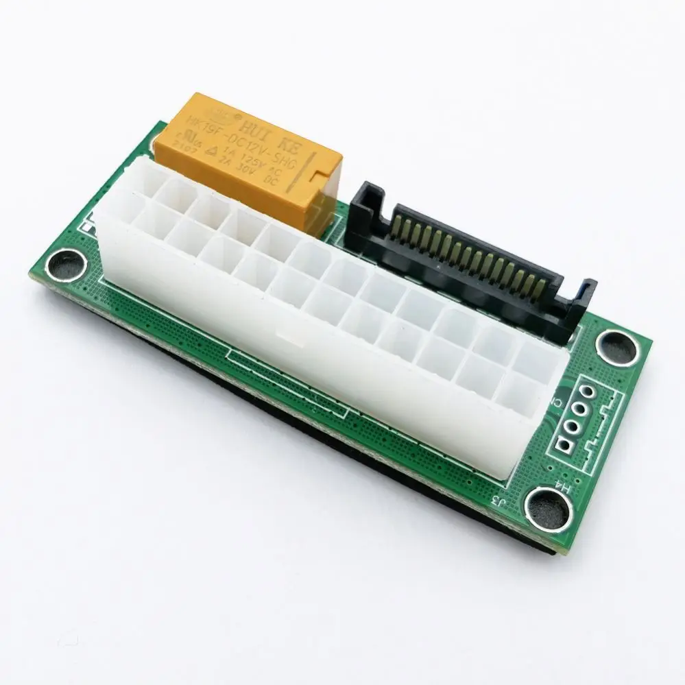 ATX 24Pin To SATA Dual PSU Power Supply Sync Starter Adapter Extender Cable Card