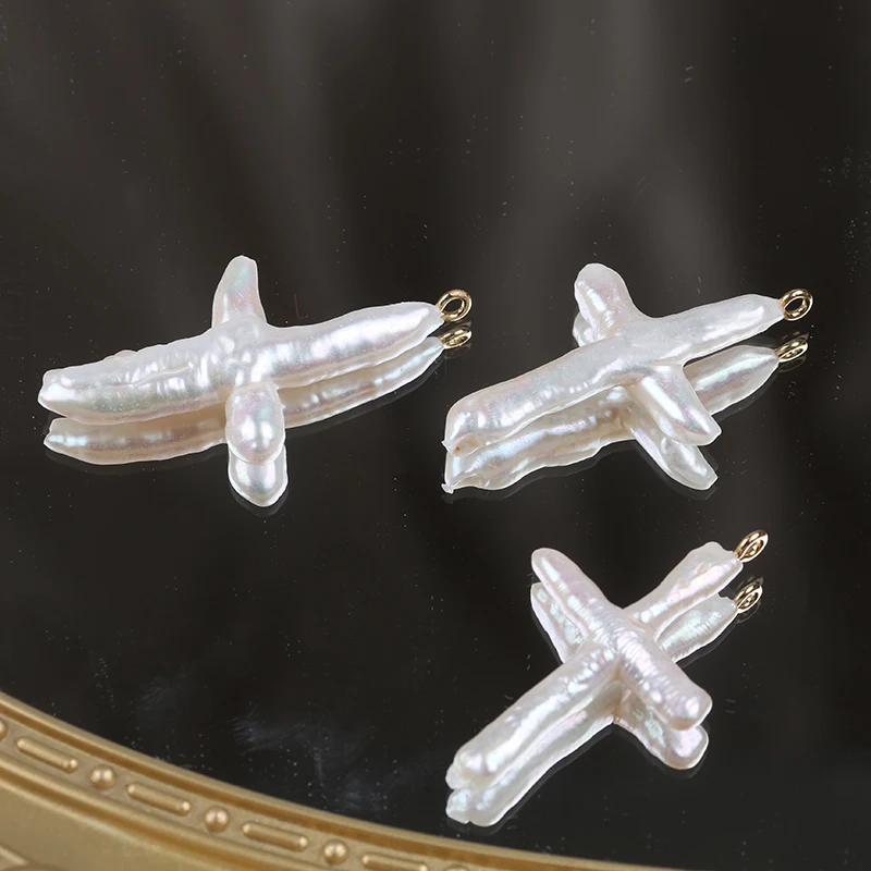 Wholesale Cultured big size Cross Shaped natural pearl necklace jewelry