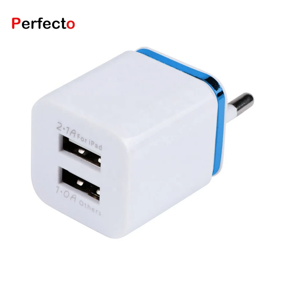 Promotional Custom Logo Travel Charger EU US Plug 5V 2A Dual USB AC Wall Home Charger Power Adapter
