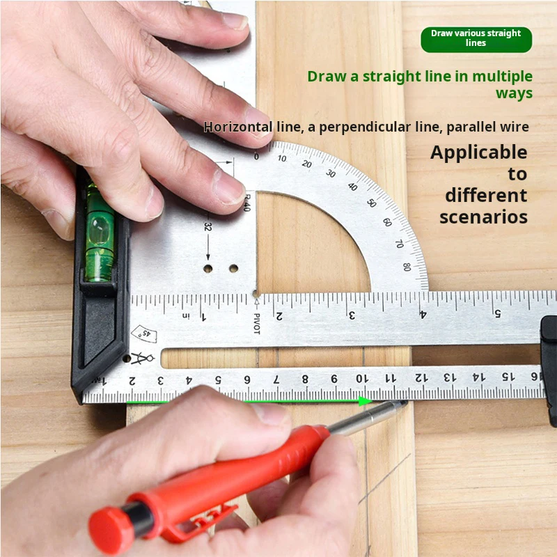 Stainless steel triangle plate woodworking triangle ruler metric 90 degree 45 degree 12 inch right angle ruler